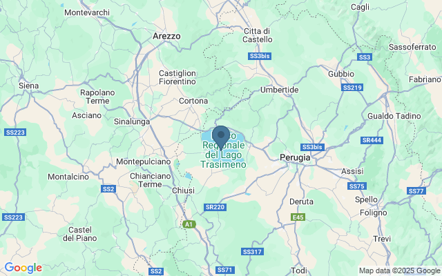 Kaart met locatie Lago Trasimeno